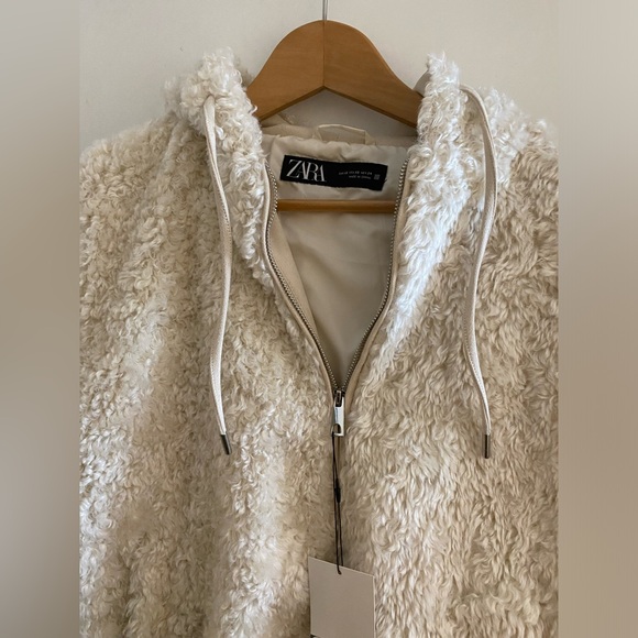 HOODED FLEECE JACKET - Ecru - Picture 10 of 11